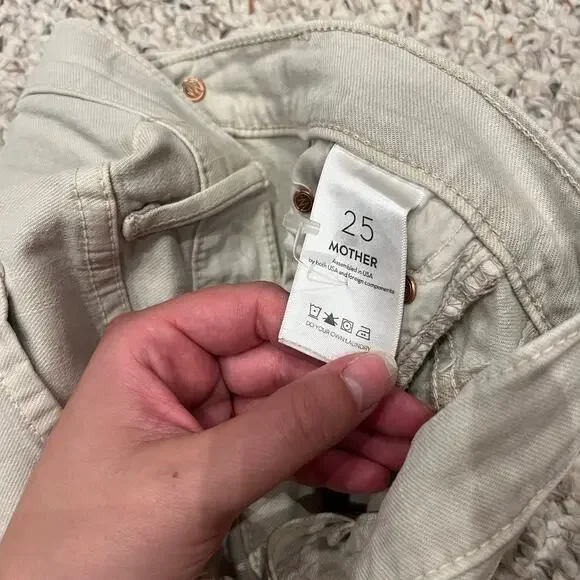 Mother The Insider Ankle Fray Jeans Sz 25 Chalk It Up Denim Casual Ivory - Picture 4 of 10